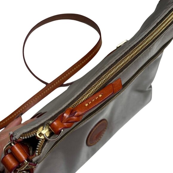 Vintage Dooney & Bourke Grey Nylon Crossbody Bag Leather Trim - Picture 16 of 17